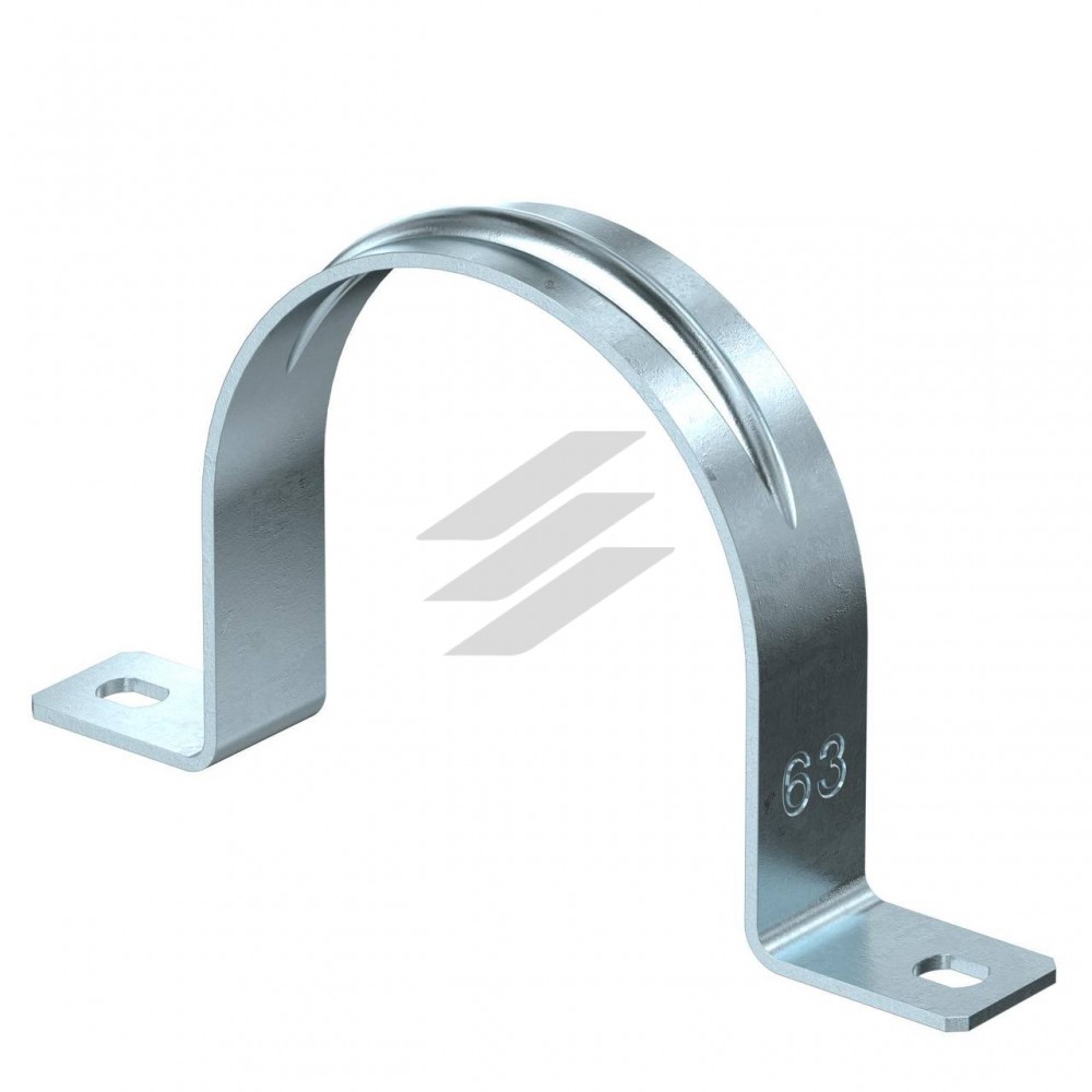 Скоба двохлапкова для кріплення труб та металорукава ø63мм, Stilma